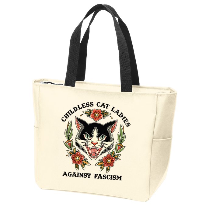 Childless Cat Ladies Against Fascism Zip Tote Bag
