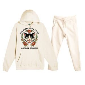 Childless Cat Ladies Against Fascism Premium Hooded Sweatsuit Set