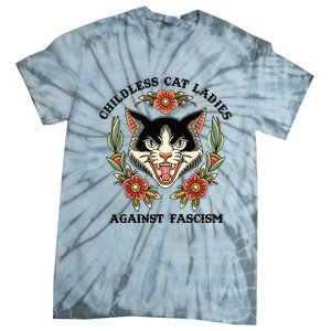 Childless Cat Ladies Against Fascism Tie-Dye T-Shirt