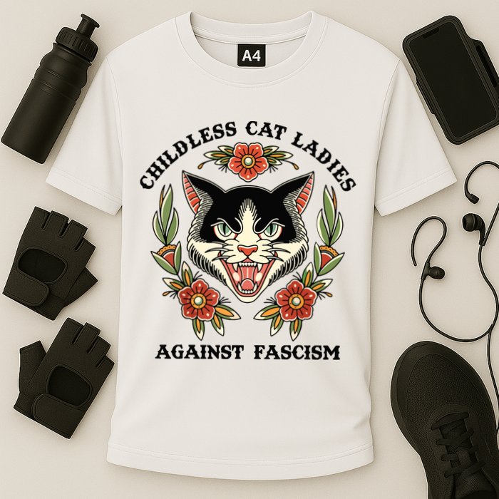 Childless Cat Ladies Against Fascism Cooling Performance Crew T-Shirt