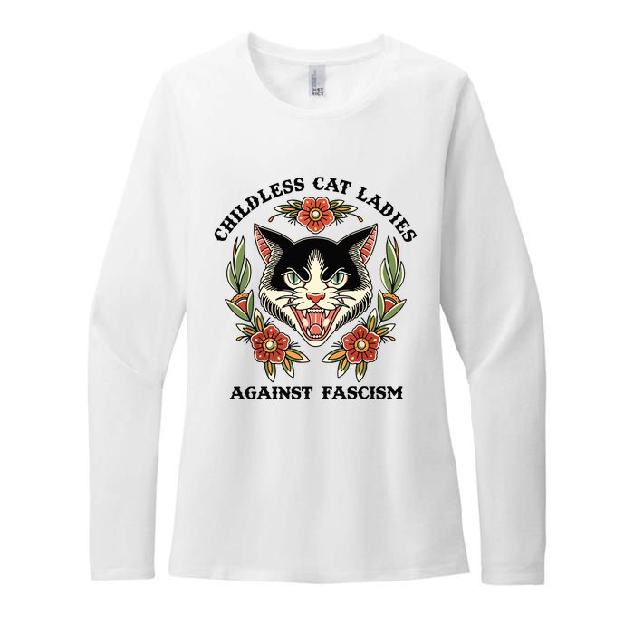 Childless Cat Ladies Against Fascism Womens CVC Long Sleeve Shirt