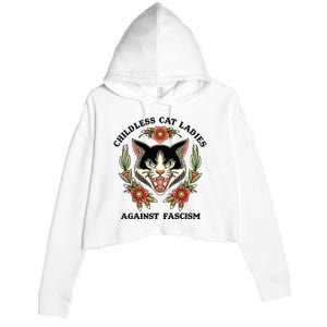 Childless Cat Ladies Against Fascism Crop Fleece Hoodie