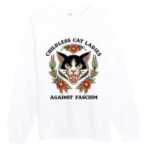 Childless Cat Ladies Against Fascism Premium Crewneck Sweatshirt