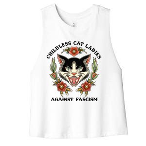 Childless Cat Ladies Against Fascism Women's Racerback Cropped Tank