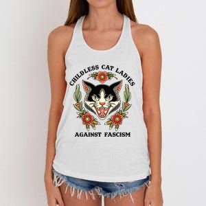 Childless Cat Ladies Against Fascism Women's Knotted Racerback Tank