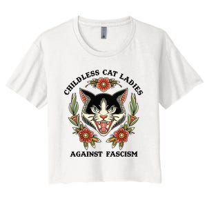 Childless Cat Ladies Against Fascism Women's Crop Top Tee