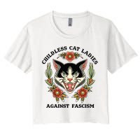 Childless Cat Ladies Against Fascism Women's Crop Top Tee