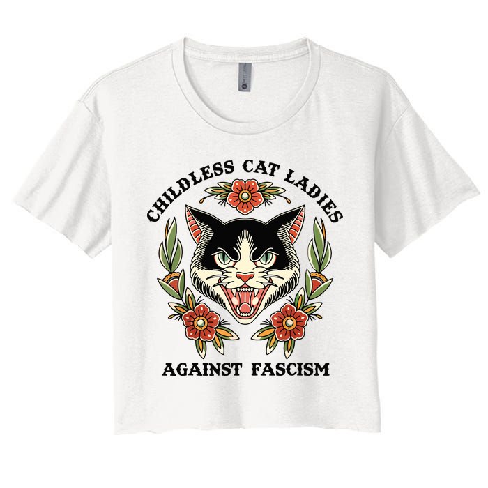 Childless Cat Ladies Against Fascism Women's Crop Top Tee