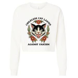 Childless Cat Ladies Against Fascism Cropped Pullover Crew