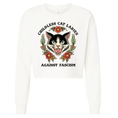 Childless Cat Ladies Against Fascism Cropped Pullover Crew