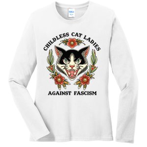 Childless Cat Ladies Against Fascism Ladies Long Sleeve Shirt