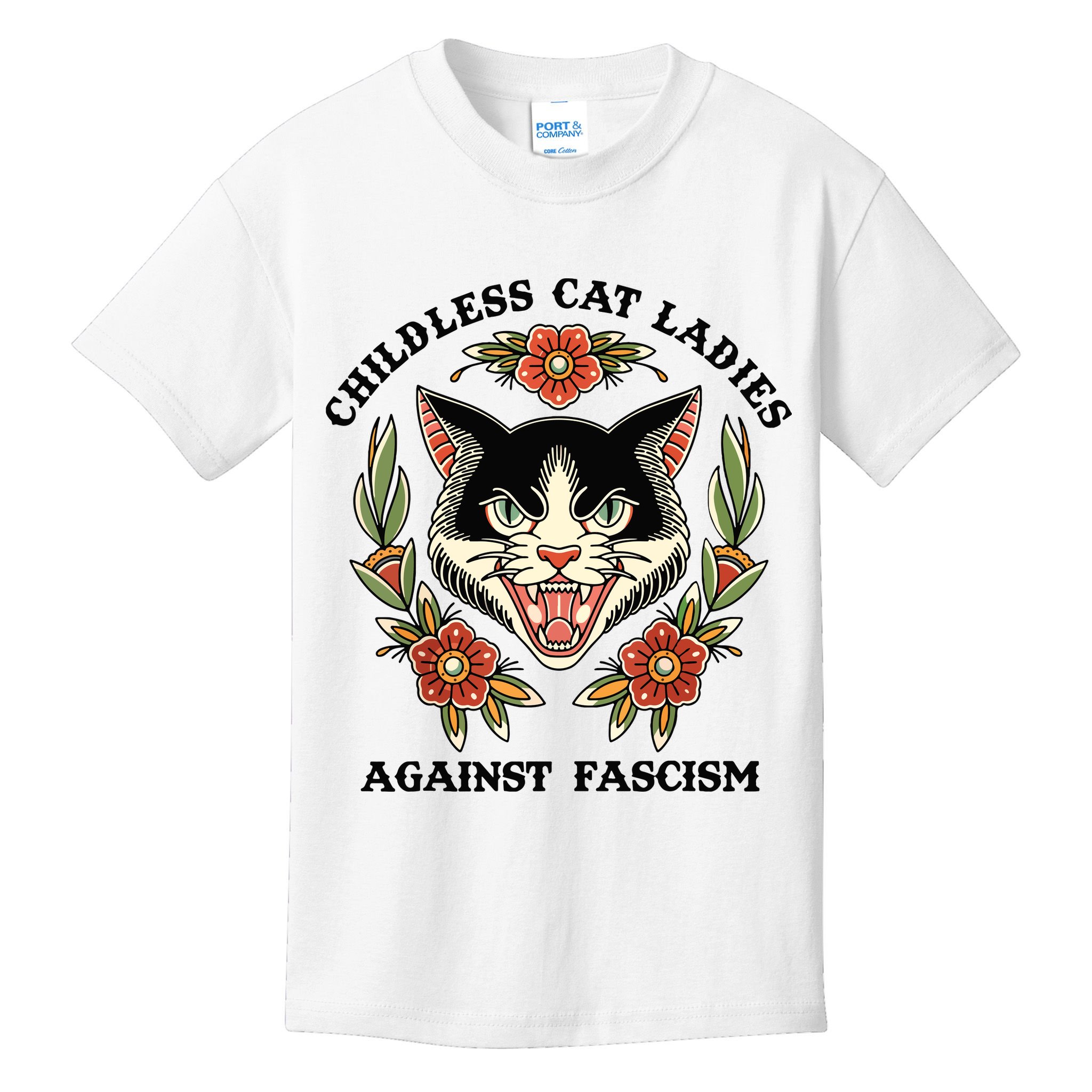 Childless Cat Ladies Against Fascism Kids T-Shirt