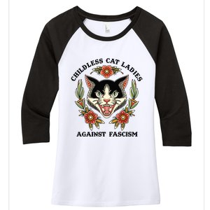 Childless Cat Ladies Against Fascism Women's Tri-Blend 3/4-Sleeve Raglan Shirt