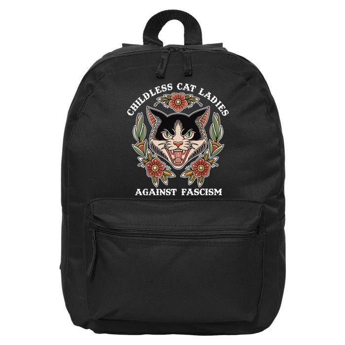 Childless Cat Ladies Against Fascism Funny Cat Feminist 16 in Basic Backpack