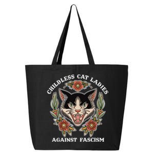 Childless Cat Ladies Against Fascism Funny Cat Feminist 25L Jumbo Tote