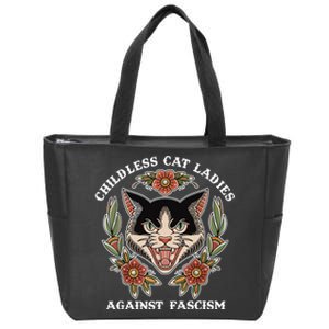 Childless Cat Ladies Against Fascism Funny Cat Feminist Zip Tote Bag