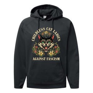 Childless Cat Ladies Against Fascism Performance Fleece Hoodie