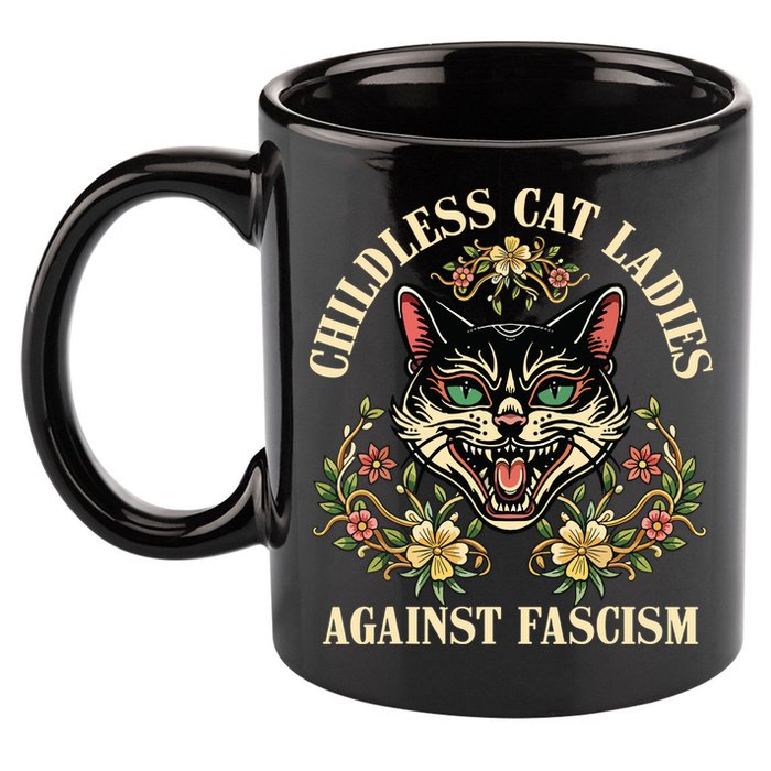 Childless Cat Ladies Against Fascism 11oz C Handle Ceramic Mug