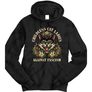 Childless Cat Ladies Against Fascism Tie Dye Hoodie