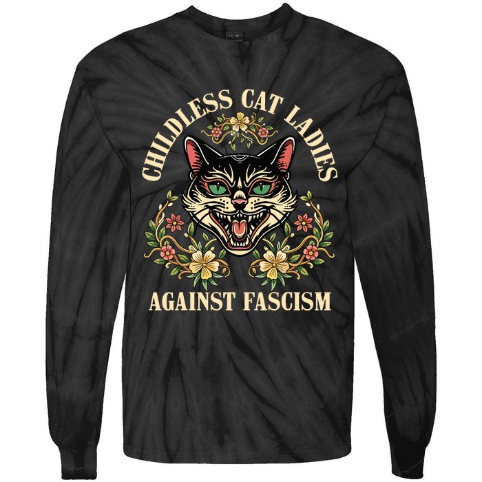 Childless Cat Ladies Against Fascism Tie-Dye Long Sleeve Shirt