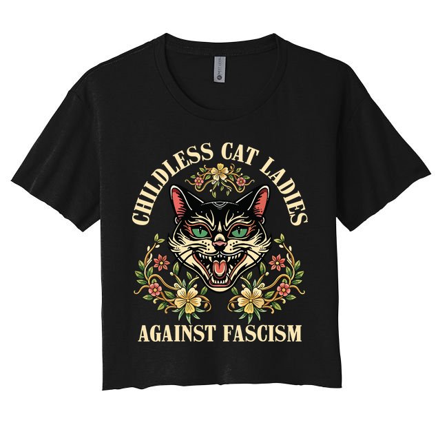 Childless Cat Ladies Against Fascism Crop Top
