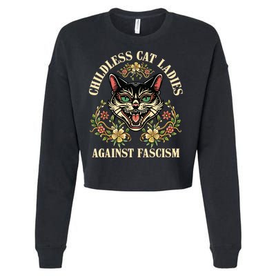 Childless Cat Ladies Against Fascism Cropped Pullover Crew