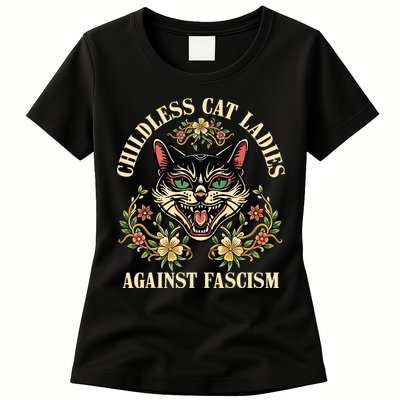 Childless Cat Ladies Against Fascism Womens T-Shirt