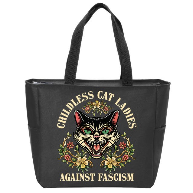Childless Cat Ladies Against Fascism Zip Tote Bag
