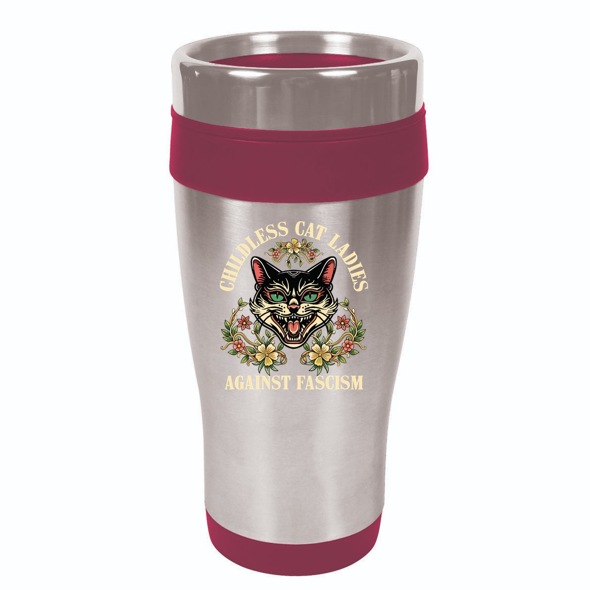 Childless Cat Ladies Against Fascism 16oz Travel Tumbler