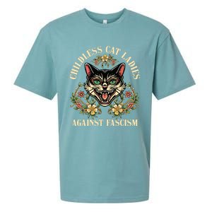 Childless Cat Ladies Against Fascism Sueded Cloud Jersey T-Shirt