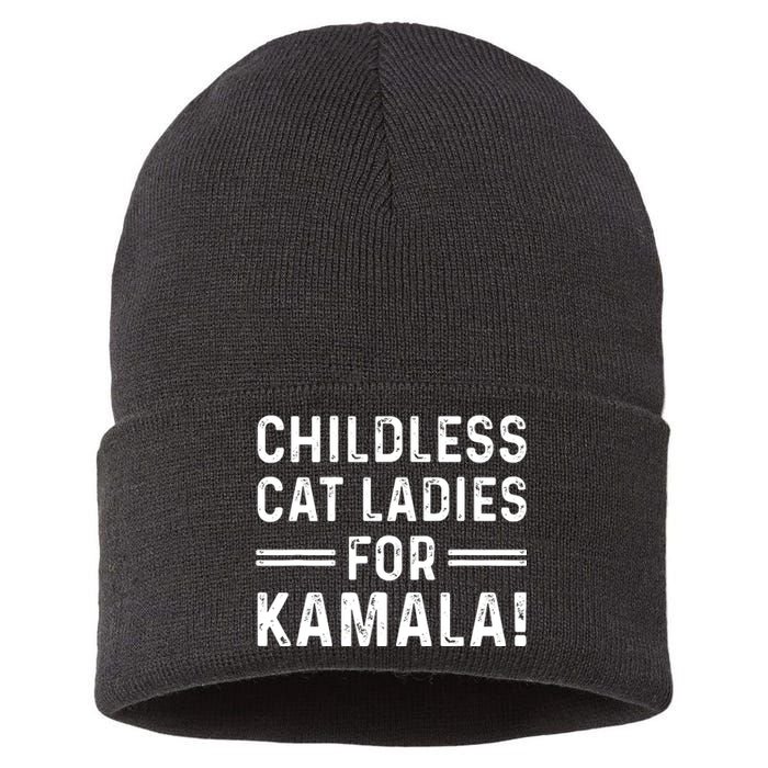 Childless Cat Ladies For Kamala 2024 Sustainable Knit Beanie