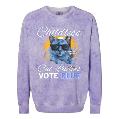 Childless Cat Ladies Vote Blue In November Kamala President Colorblast Crewneck Sweatshirt