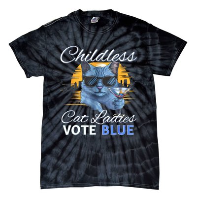 Childless Cat Ladies Vote Blue In November Kamala President Tie-Dye T-Shirt