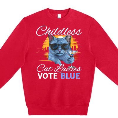 Childless Cat Ladies Vote Blue In November Kamala President Premium Crewneck Sweatshirt