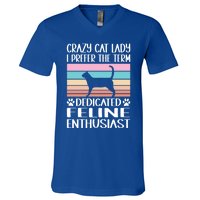 Crazy Cat Lady I Prefer The Term Dedicated Feline Enthusiast Gift V-Neck T-Shirt