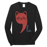 Cat Comma La Funny Kamala Harris For President 2024 Long Sleeve Shirt