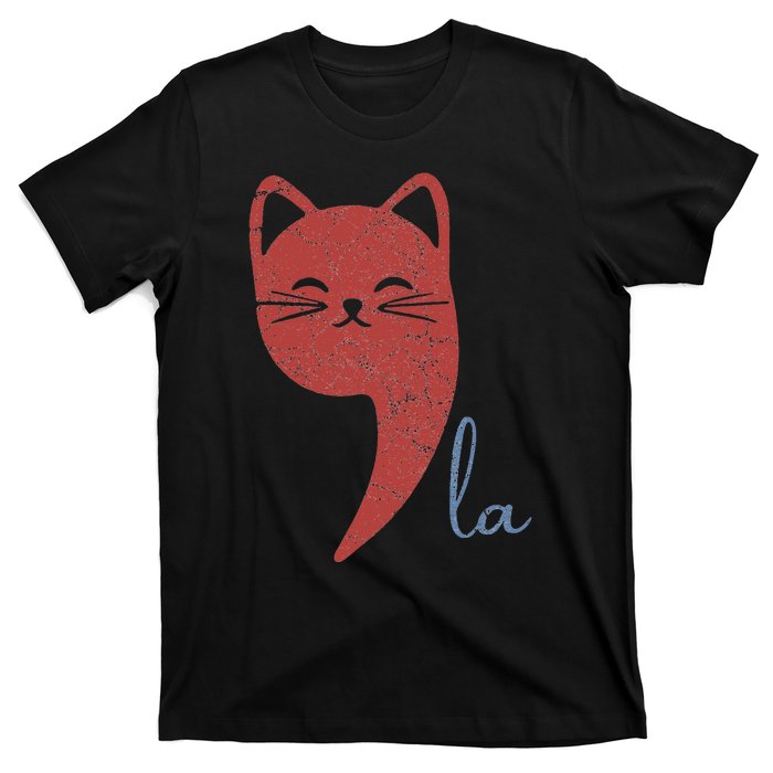 Cat Comma La Funny Kamala Harris For President 2024 T-Shirt