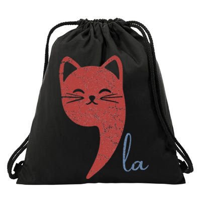 Cat Comma La Funny Kamala Harris For President 2024 Drawstring Bag