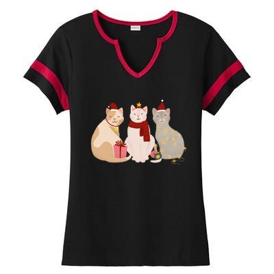 Catmas Cat Lover Cute Christmas Ladies Halftime Notch Neck Tee