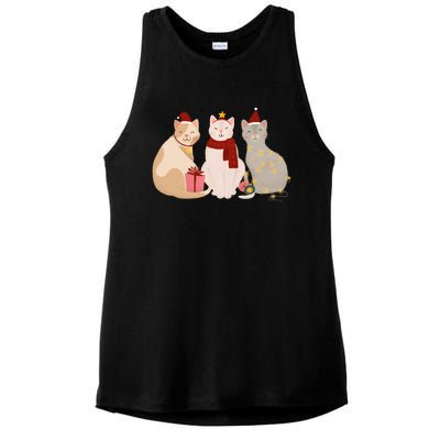 Catmas Cat Lover Cute Christmas Ladies PosiCharge Tri-Blend Wicking Tank