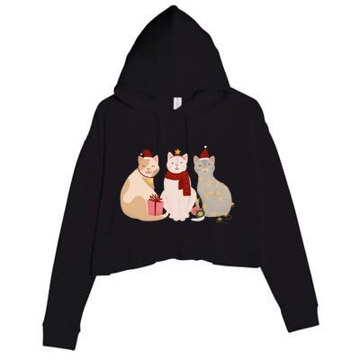 Catmas Cat Lover Cute Christmas Crop Fleece Hoodie