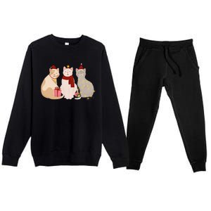 Catmas Cat Lover Cute Christmas Premium Crewneck Sweatsuit Set