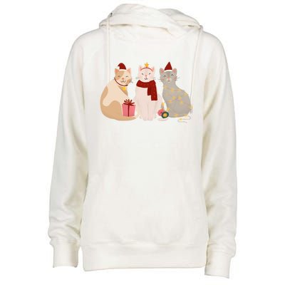 Catmas Cat Lover Cute Christmas Womens Funnel Neck Pullover Hood