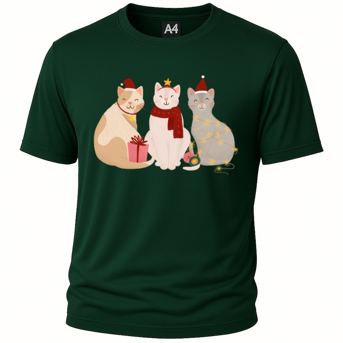 Catmas Cat Lover Cute Christmas Cooling Performance Crew T-Shirt