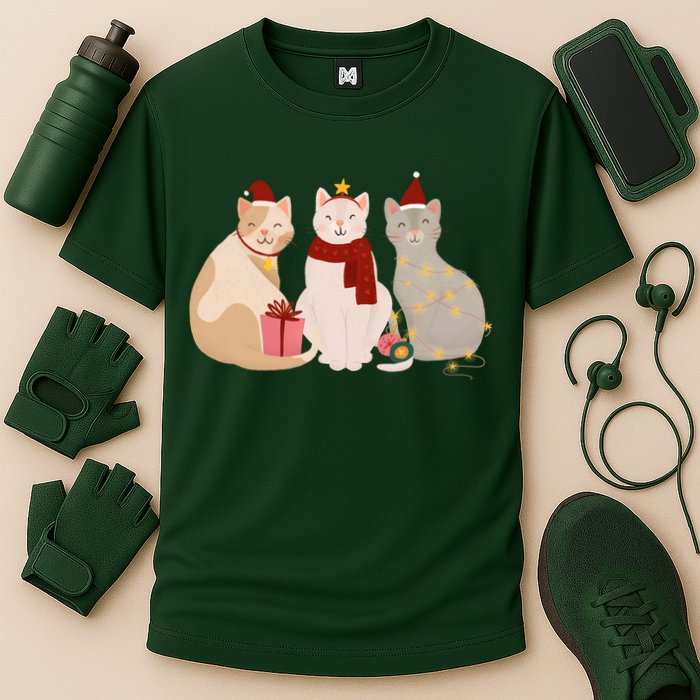 Catmas Cat Lover Cute Christmas Cooling Performance Crew T-Shirt