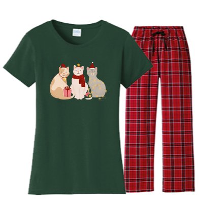 Catmas Cat Lover Cute Christmas Women's Flannel Pajama Set