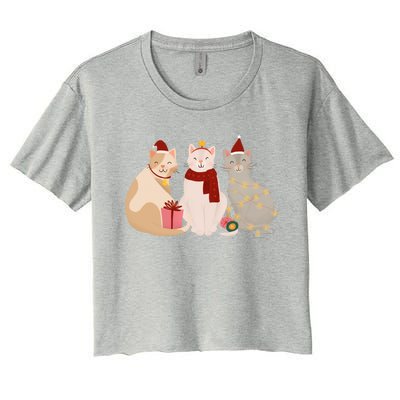 Catmas Cat Lover Cute Christmas Women's Crop Top Tee