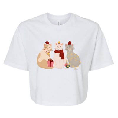 Catmas Cat Lover Cute Christmas Bella+Canvas Jersey Crop Tee