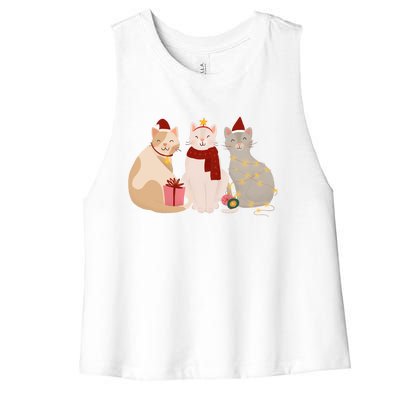 Catmas Cat Lover Cute Christmas Women's Racerback Cropped Tank