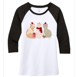 Catmas Cat Lover Cute Christmas Women's Tri-Blend 3/4-Sleeve Raglan Shirt